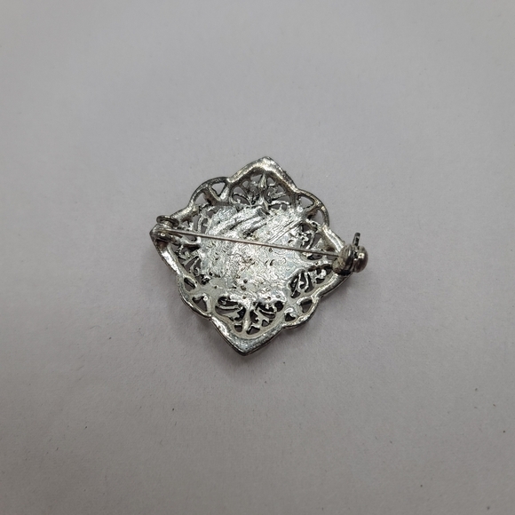 Vintage Silver And Black Brooch Pin - Picture 3 of 3